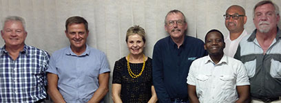 The new committee (left to right): Dean Trattles, Howard Lister, Jane van der Spuy, Kevin McElroy, Busani Sibindi, Ralph Naidoo and Hennie Prinsloo.